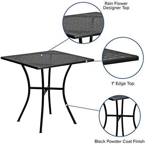 Flash Furniture 28" Square Patio Table, Black