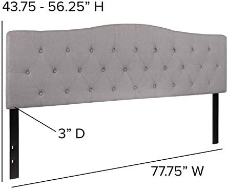 EMMA + OLIVER Light Gray King Button Tufted Headboard