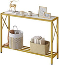 Tajsoon Entryway Table 41.8", 2 Tier Gold Console Table with Shelves