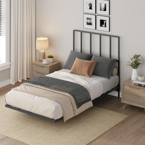 MAHANCRIS Headboard Twin Size, Metal Headboards with Universal Adapters, Adjustable Height, Modern Head Board Twin Size Only for Bedroom, Black