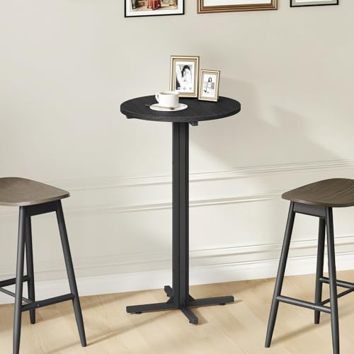 YATINEY Round Bar Table, Counter Height Pub Table, Bar Height Cocktail Table, Versatile Use, for Dining Room, Kitchen, Bar, Pub, Cafe, Black BT10BB