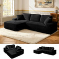 Modular Sectional Sofa, Convertible Sofa Bed, No Assembly Required Cloud Couch with Deep Seat, Modern L-Shaped Boneless Sofa for Living Room (Black)