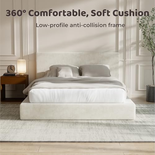 RECCI AirFrame Full Size Upholstered Bed Frame with Plush Padded Headboard