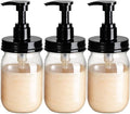 Amolliar Plastic Mason Jar Soap Dispenser with Pump Lid 16OZ, 3 Pack