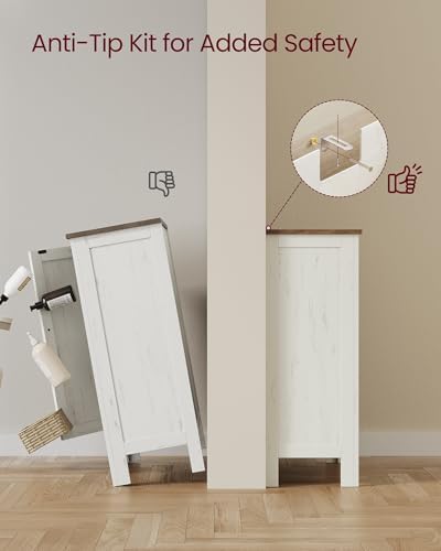 VASAGLE Farmhouse Storage Cabinet with Door, 4 Drawers, Adjustable Shelves