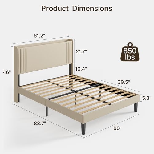 Gizoon Queen Bed Frame with Charging Station and LED Lights