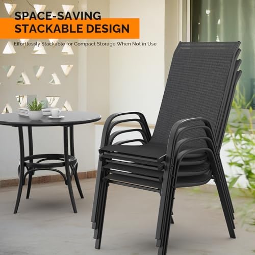 VINGLI Patio Chairs Set of 8, Black