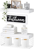 QEEIG ‎Bathroom Shelves with Decor Sign (White, 15.7")