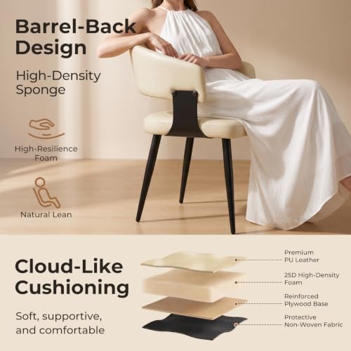 Dining Chairs Set of 2, Modern Faux Leather Kitchen Chairs