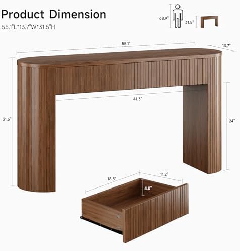 ONBRILL 55 Inch Console Table with 2 Drawers, Entryway Tables with Storage