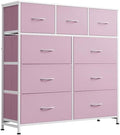 WLIVE 9 Drawer Dresser for Bedroom, Tall Chest of Drawers, A-Pink