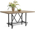 LITTLE TREE 63-Inch Industrial Bar Table with Metal Footrest, Counter Height Pub Table for Kitchen, Home Bar & Entertaining (Rustic Gray)