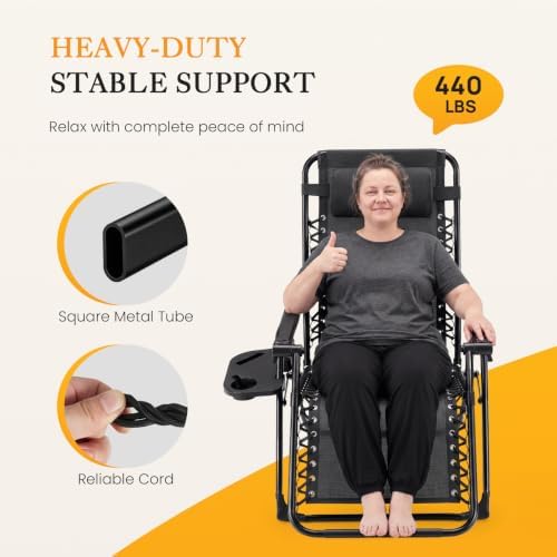 NEWBULIG Zero Gravity Chairs Set of 2 with Cup Holder Trays