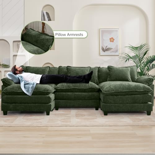 Oprisen 120" Modular Sectional Sofa, Comfy Deep Cloud Couch with Ottoman