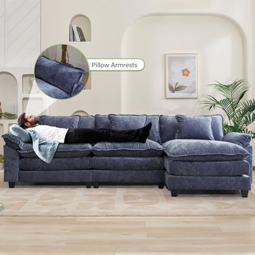 Oprisen 120" Modular Sectional Sofa, Comfy Deep Cloud Couch with Ottoman