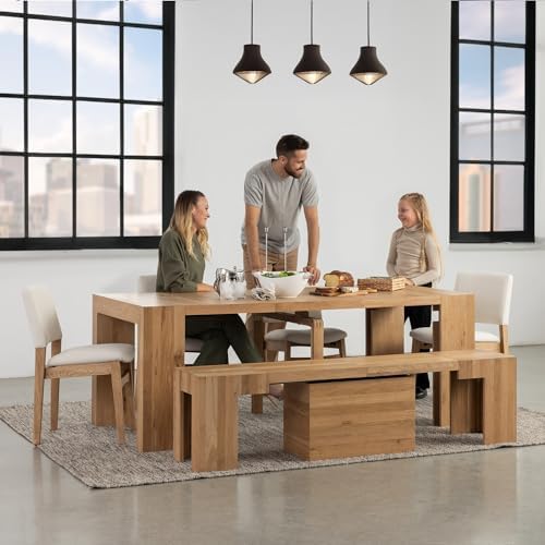 Transformer Table Solid Wood Extendable Dining Table, Natural