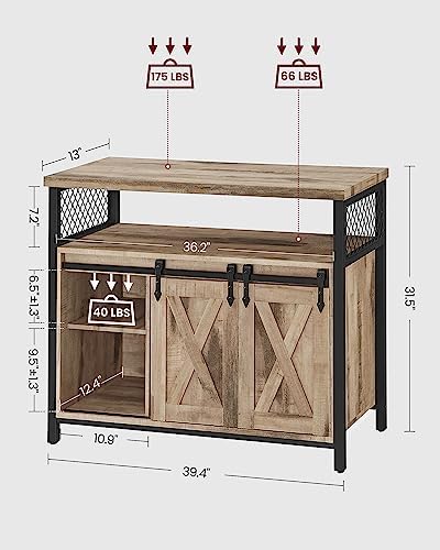 VASAGLE Buffet Cabinet, Coffee Bar with 2 Sliding Barn Doors