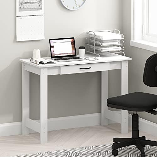 Furinno Jaya Writing Desk with Drawer, White