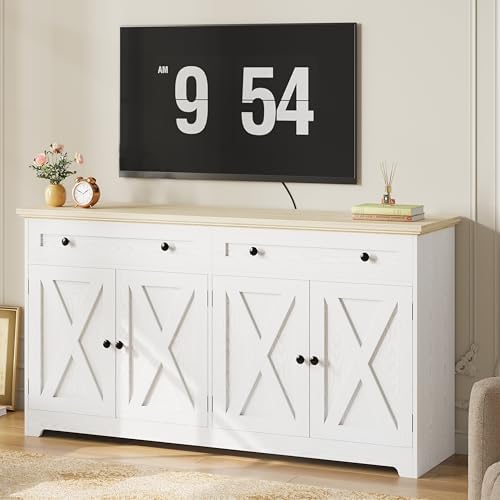 IRONCK Buffet Cabinet, 59" W Kitchen Storage Cabinet with Drawers & Doors