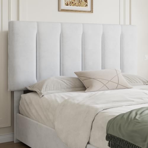 VECELO Full Size Bed Frame with 4 Storage Drawers, Adjustable Height Headboard, Heavy-Duty Platform Bedframe with Strong Wooden Slats, No Box Spring Needed, Pure White