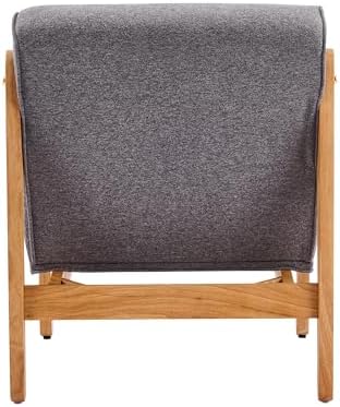 Christopher Knight Home Fluffy Low Profile Accent Chair, Modern Living Room Armless Lounge Chair, Fabric Comfy Reading Chair for Bedroom, Wooden Frame and Thick Padded Seat, Grey+Natural