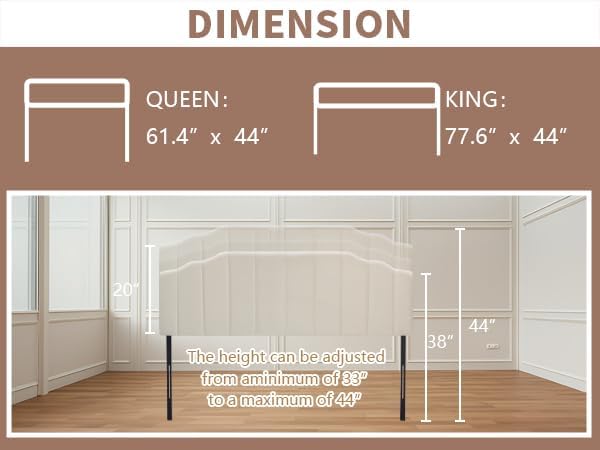 Upholstered Headboard for Full/Queen Beds - Arched Headboard & Bed Frame Mount, Adjustable Height, Velvet Tufted Modern Vertical Channel Design (Beige, Queen (U.S. Standard))