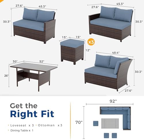 Wisteria Lane 7 Piece Patio Furniture Set, Patio Sectional for All Weather
