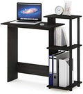 Furinno EFFICIENT Desk, 28.6" Wide Gaming Desk with 3 Open Side Shelves, Laptop Notebook Computer Desk, Office Desk for Home Office, Study Room, Dorm, Bedroom, Espresso