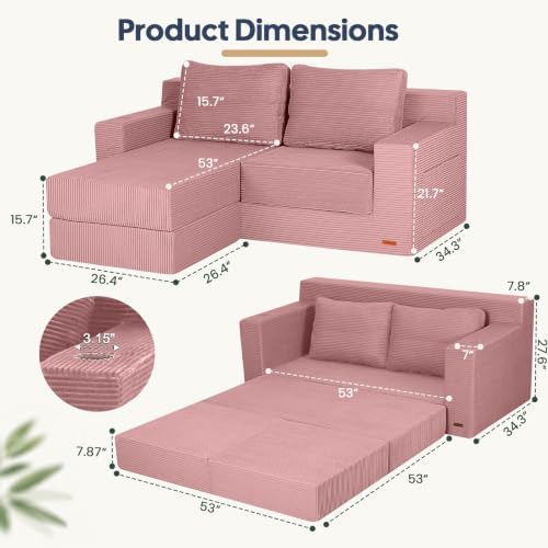 COMAX Futon Sofa Bed, Convertible Sofa Bed, Folding Boneless Couches