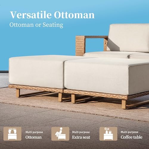 SUNSHINE VALLEY 4pcs Patio Furniture Set, Outdoor Wicker Chairs, Beige