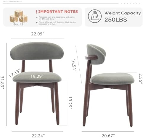 COLAMY Wooden Dining Room Chairs Set of 6, Modern Upholstered Fabric Dining Chairs, Farmhouse Kitchen Chair with Foot Pegs, Green