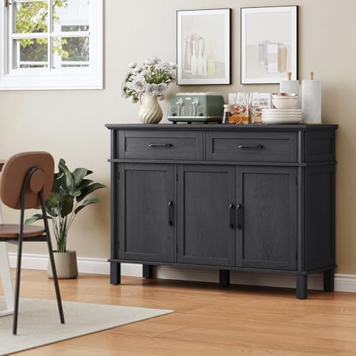 ONBRILL 48 Inch Buffet Cabinet with Storage, Black