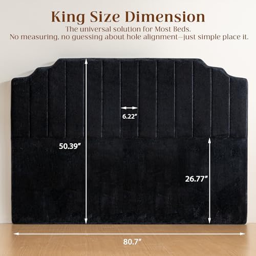 King Headboard, Black Upholstered Headboard for Bed, No Assembly