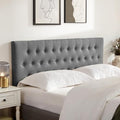 Tufted Upholstered Headboard Full Size, Adjustable Height 37- 51 in, Gray
