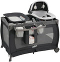 Pamo Babe Pack and Play 4-in-1 Baby Playard with Bassinet & Changing Table, Foldable Portable Playpen with Mattress, Travel Crib for Newborn to Toddler 0-36M-Black