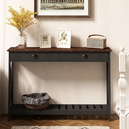 ChooChoo Console Table with Drawer for Entryway with Stable X Supports