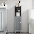 Hzuaneri Bathroom Storage Cabinet, Small Corner Floor Cabinet | Narrow Toilet Paper Holder, Bathroom Organizer with Adjustable Shelf, 2 Doors, for Small Spaces, Gray BC08221GR