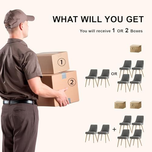 kinmars Kitchen Upholstered Dining Chairs Set of 6, Dark Grey