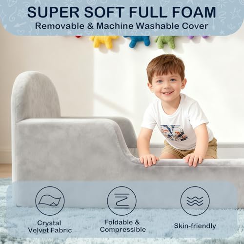 Toddler Floor Bed, No Assembly Needed - Super Soft Full Foam Kids Bed with Removable Washable Cover for Ages 3-5 (61.8"x31.5"x18.9")