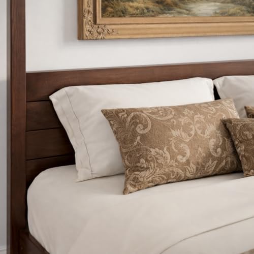 From the Tree Furniture Solid Pine Canopy Bed Frame, King — Walnut Finish