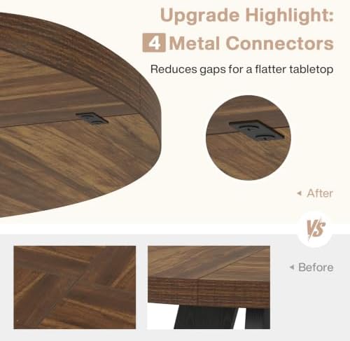 Tribesigns 47 inch Round Dining Table Wood Kitchen Table for Dining Room, 47" Dinner Room Tables for 4-6, Farmhouse Accent Furniture with Wooden Tabletop and Cross Base, Rustic+Black