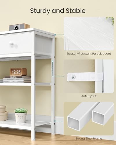 SONGMICS Console Table with 3 Fabric Drawers, Narrow Entryway Furniture