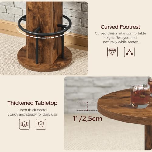 MAHANCRIS Round Bar Table, 35.6" H Bistro Pub Table with Footrest