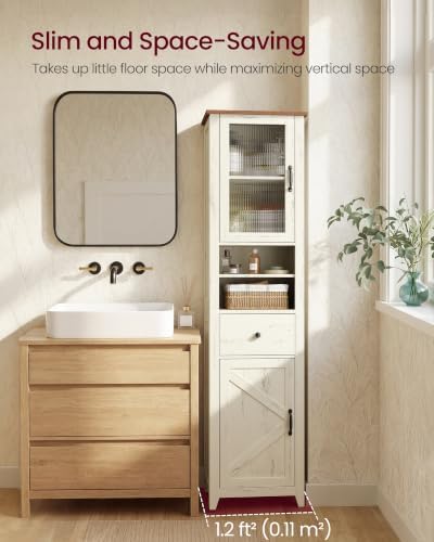 VASAGLE Tall Bathroom Cabinet, Narrow Space Saver, 15.7 x 12.4 x 67.3 inch