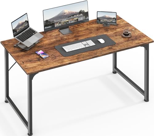 Huuger Computer Desk, 40 Inch Office Desk, Gaming Desk with Storage, Writing Desk Work Desk for Home Office, Study, Modern Simple Desk, Large Legroom, Metal Frame, Rustic Brown
