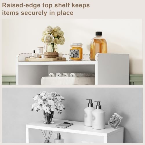 ChooChoo Small Bathroom Storage Cabinet with 2 Door and Shelves | Narrow Toilet Paper Cabinet, Freestanding Bathroom Floor Cabinet and Organizers for Small Spaces, White