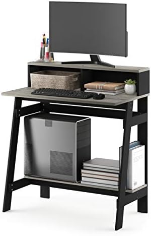Furinno Simplistic A Frame Computer Desk, Black/French Oak Grey
