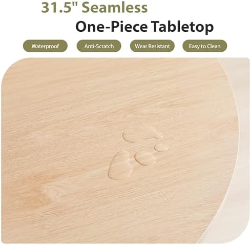 31.5" Round Dining Table for 2-4, Modern Farmhouse Kitchen Table with 2-Tier Storage Shelf, Small Wooden Circle Dining Tables with Fluted Base for Home Dining Room Living Room (Natural)
