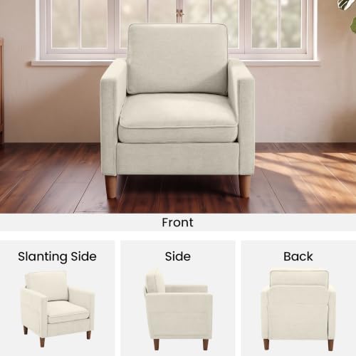 Chenille Accent Chair Mid Century Modern Reading Armchair for Living Room