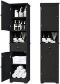 Viaozutis Tall Bathroom Cabinet, Storage Cabinet with 2 Doors & 2Drawer, with Ajustable Shelve, for Bathrooms, Kitchens,Entrances（Black）